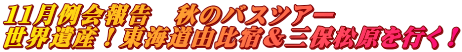 １１月例会報告　秋のバスツアー 世界遺産！東海道由比宿＆三保松原を行く！